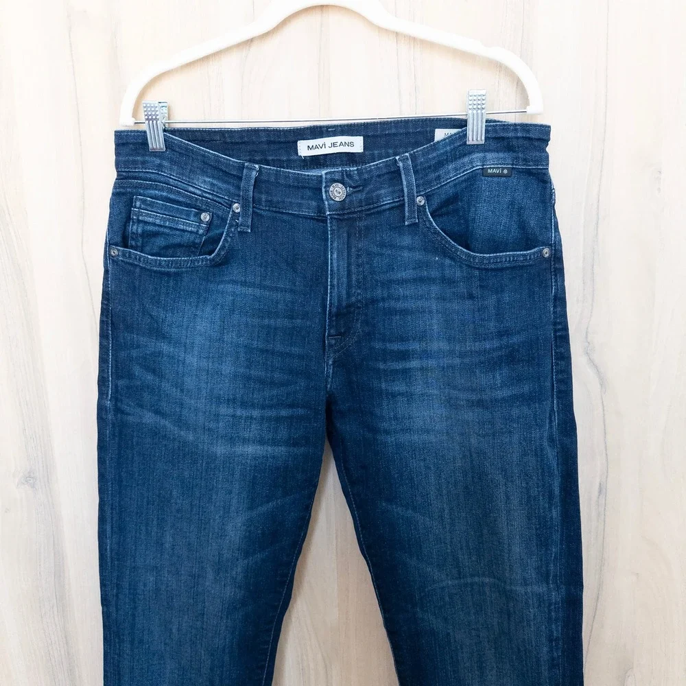 Mavi Mens Marcus Slim Straight Leg Jeans Size 34 Dark Wash Denim Classic Fit